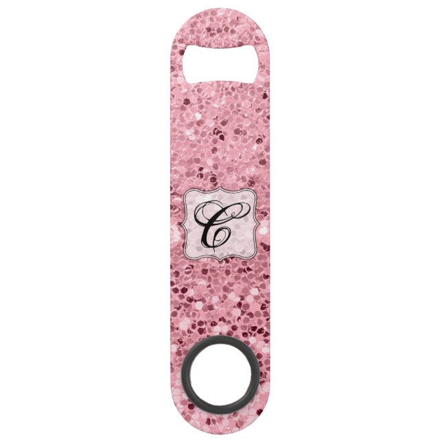 Personalised Bottle Opener Rose Gold Glitter (Front)