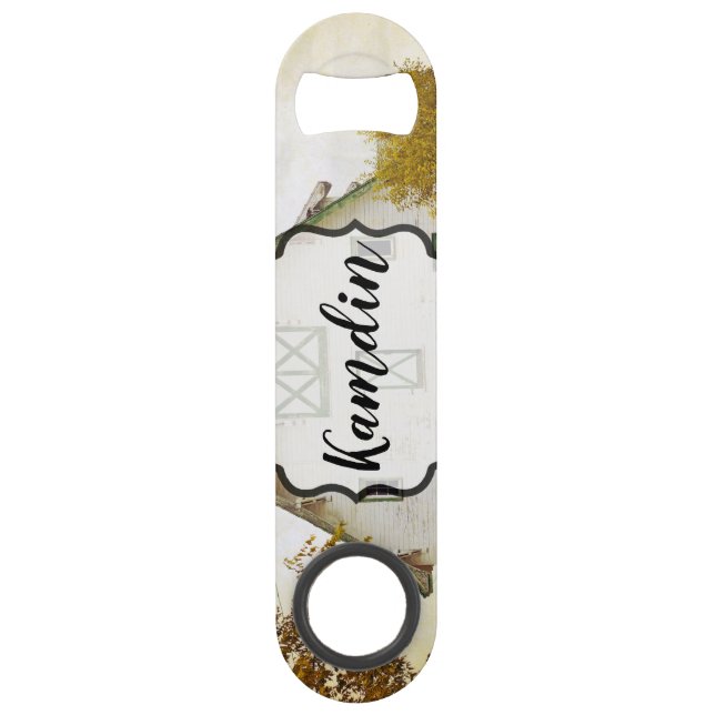 Personalised Bottle Opener Sunset Barn Country Rus (Front)