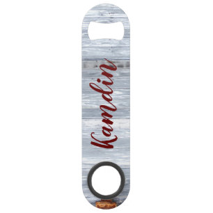 Personalised Bottle Opener White Wash Wood Barn Do