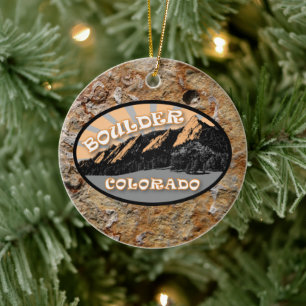 Personalised Boulder Colorado Flatirons Christmas Ceramic Tree Decoration