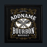 Personalised Bourbon Vintage Guns Whiskey Label Gift Box<br><div class="desc">Old Whiskey Label Personalised Vintage Revolvers Gun Bourbon Liquor Bar design...   Customise with your Name or Custom Text!</div>