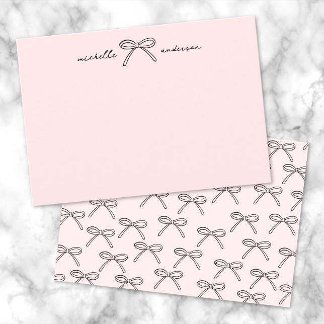 Personalised Bow Name Card (Personalized Bow Name Note Card )