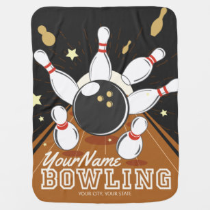 Personalised Bowler Strike Bowling Lanes Ball Pins Baby Blanket