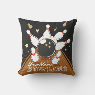 Personalised Bowler Strike Bowling Lanes Ball Pins Cushion