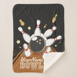 Personalised Bowler Strike Bowling Lanes Ball Pins Sherpa Blanket