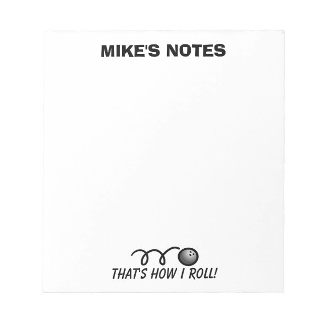 Personalised bowling ball template memo writing notepad (Front)