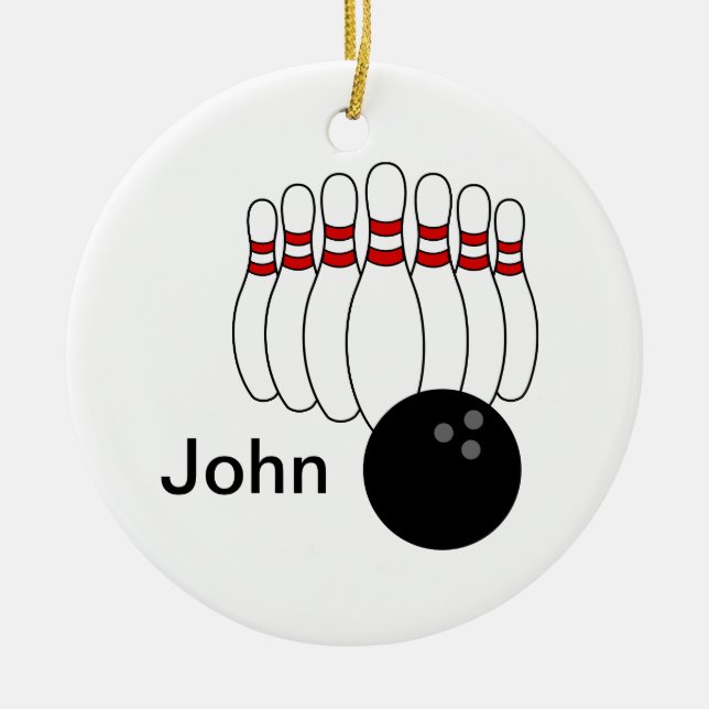 Personalised Bowling Ceramic Tree Decoration (Front)
