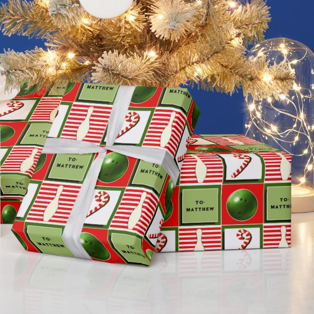 Personalised Bowling Christmas Wrapping Paper (Holidays)