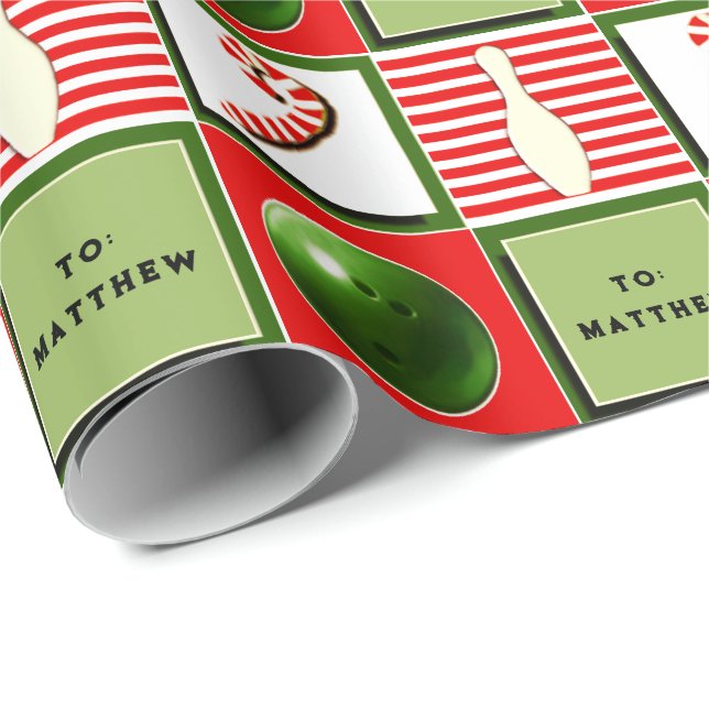 Personalised Bowling Christmas Wrapping Paper (Roll Corner)
