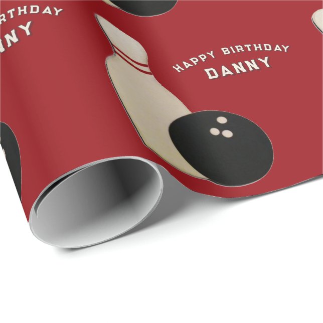 Personalised Bowling Gift Wrapping Paper (Roll Corner)