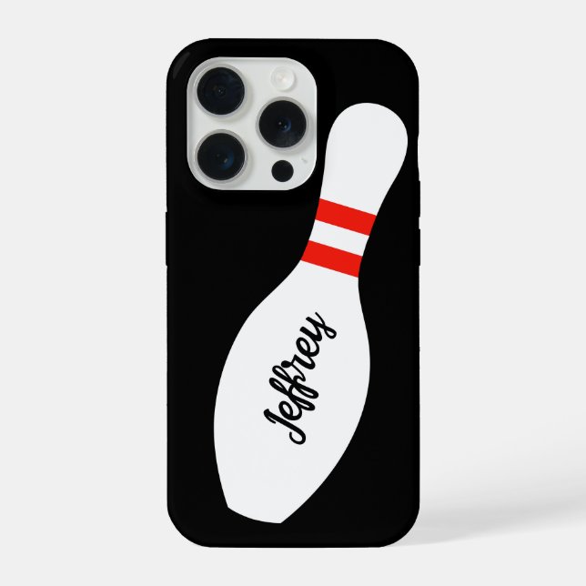 Personalised bowling pin iPhone 15 pro case (Back)