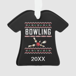 Personalised Bowling Pins Ugly Christmas Sweater Ornament