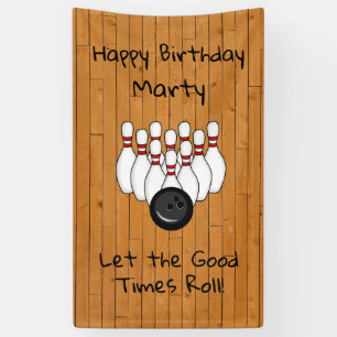 Personalised Bowling Themed Happy Birthday Banner