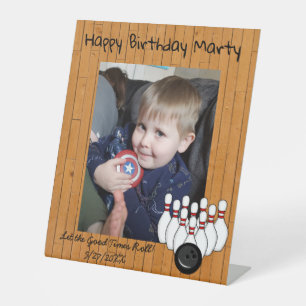 Personalised Bowling Themed Happy Birthday Pedestal Sign