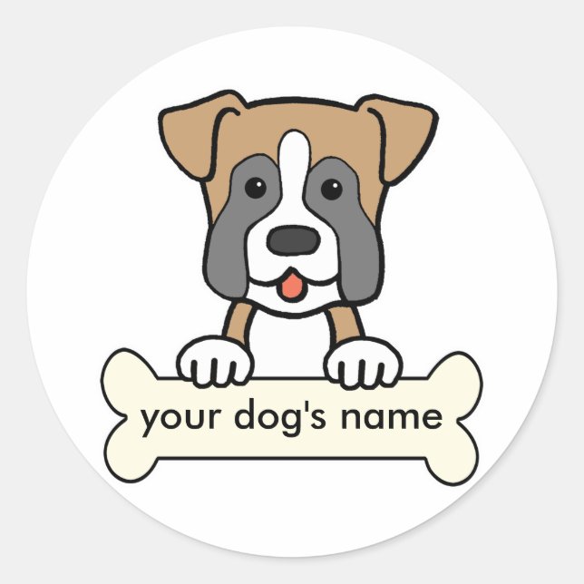 Personalised Boxer Classic Round Sticker (Front)