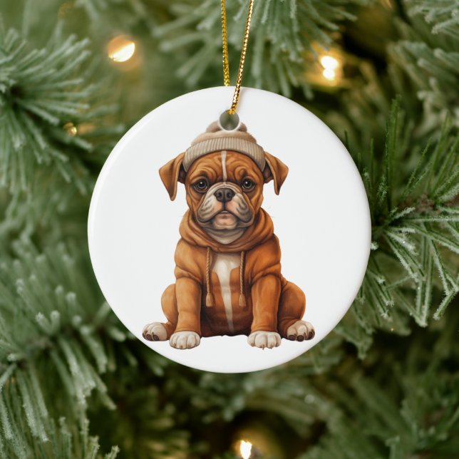 Personalised Boxer Dog Art Ceramic Tree Decoration (Tree)