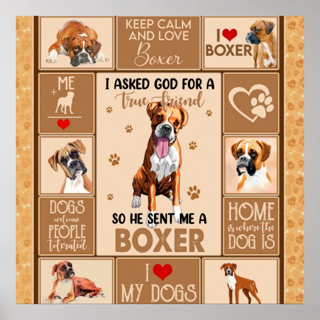 Personalised Boxer Dog Blanket, Poster (Front)