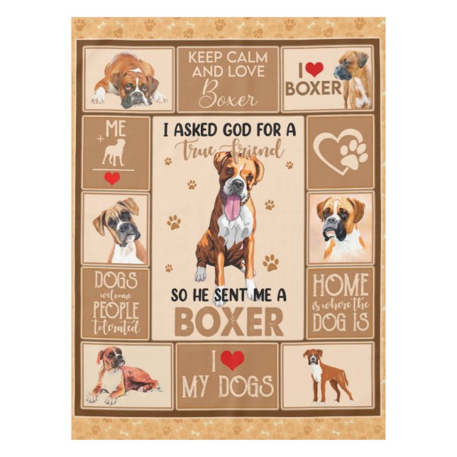Personalised Boxer Dog Blanket, Tablecloth (Front)
