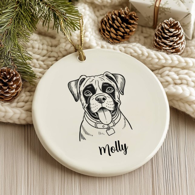 Personalised Boxer Dog Christmas Ceramic Tree Decoration (Creator Uploaded)