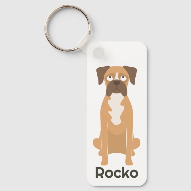 Personalised Boxer Dog Keychain Custom Name Gift (Front)
