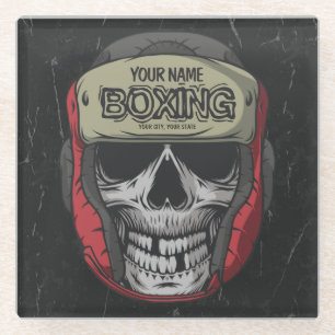 Personalised Boxer Fight Club Skeleton Boxing Gym Glass Coaster