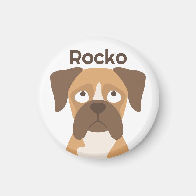 Personalised Boxer Magnet, boxer dog Custom Name Magnet (Front)