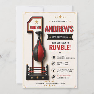 Personalised Boxing 1st Birthday Invitation