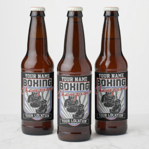 Personalised Boxing Champions Boxer Fitness Gym Beer Bottle Label