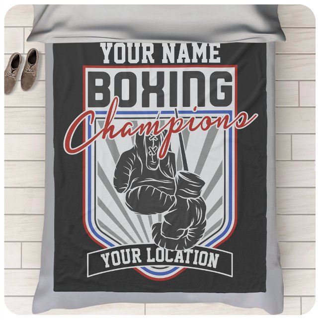 Personalised Boxing Champions Boxer Fitness Gym  Fleece Blanket (Creator Uploaded)