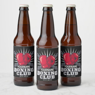 Personalised Boxing Gloves Fighter Champion Boxer  Beer Bottle Label