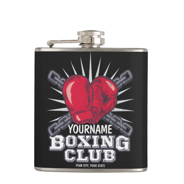 Personalised Boxing Gloves Fighter Champion Boxer  Hip Flask (Front)