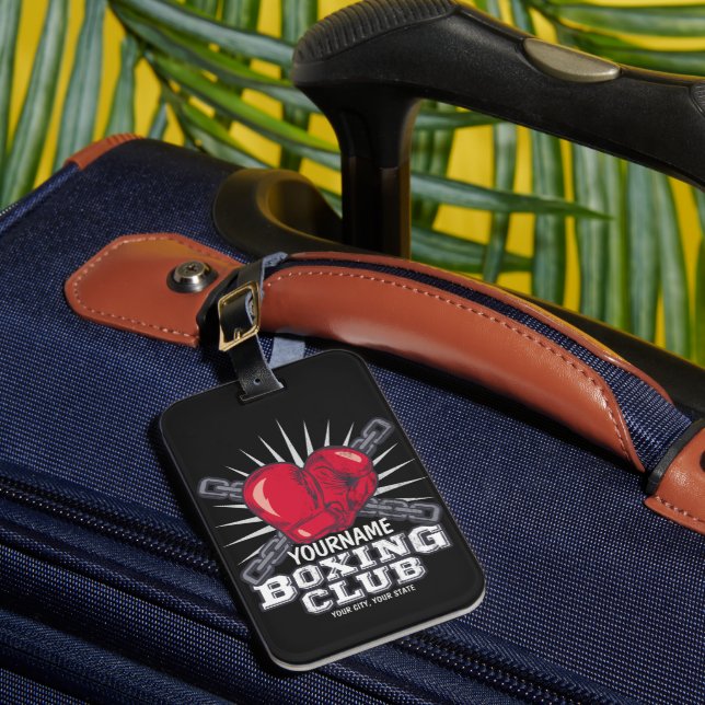 Personalised Boxing Gloves Fighter Champion Boxer Luggage Tag (Front Insitu 1)