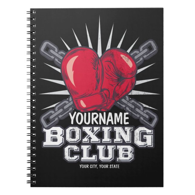 Personalised Boxing Gloves Fighter Champion Boxer Notebook (Front)