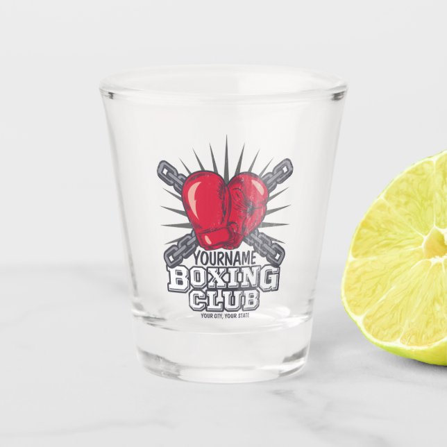 Personalised Boxing Gloves Fighter Champion Boxer  Shot Glass (Front)