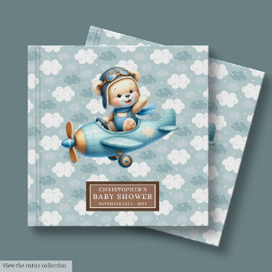 Personalised Boy Baby Shower Guest Book Teddy Bear