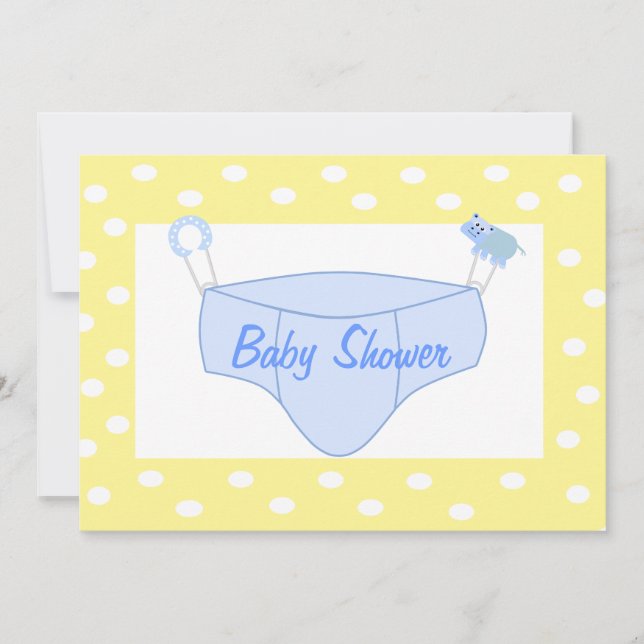 Personalised Boy Baby Shower Invitation - Diaper (Front)