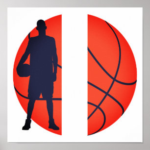 Personalised Boy Basketball Split Monogram Poster