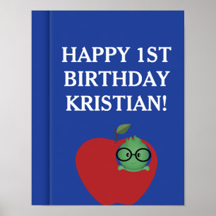 Personalised Boy Bookworm Birthday Poster
