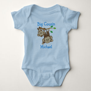 Personalised Boy Monkeys Big Cousin Baby Bodysuit