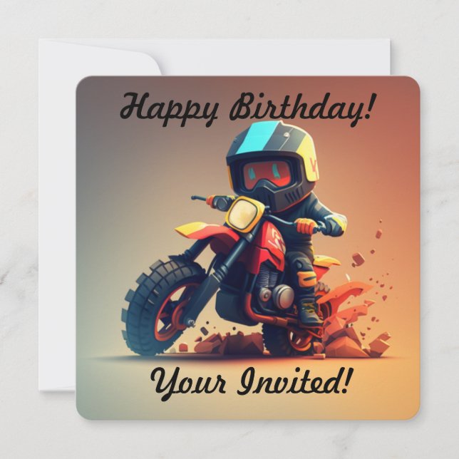 Personalised Boy Motocross Invitation (Front)