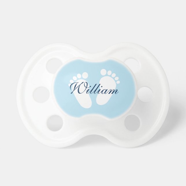 Personalised boy pacifier with baby footprints (Front)