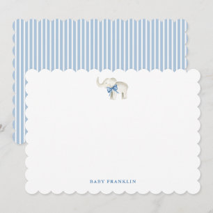 Personalised Boy Stationery Elephant Baby Shower Thank You Card
