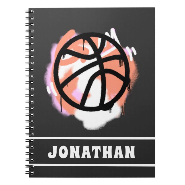 Personalised Boys Basketball Ball Graffiti Modern  Notebook (Front)