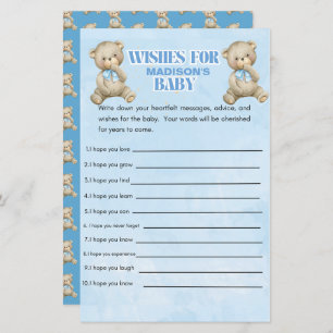  Personalised Boys Bear Baby Shower Game