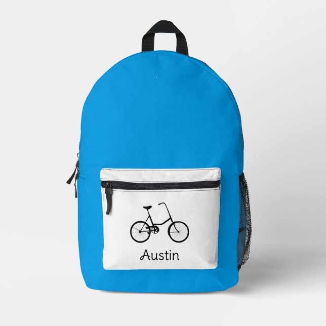 Personalised Boys Bike Printed Backpack (Front)