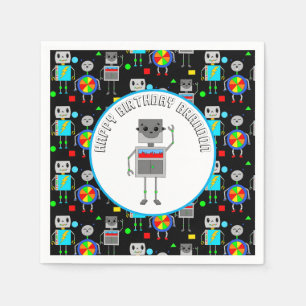 Personalised Boy's Birthday Robot  Napkin