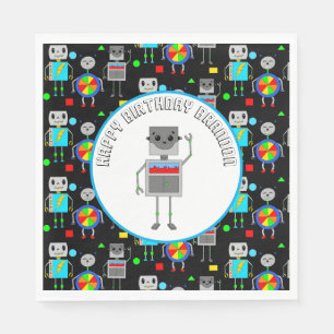 Personalised Boy's Birthday Robot  Napkin