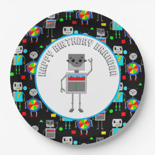 Personalised Boy's Birthday Robot Paper Plate