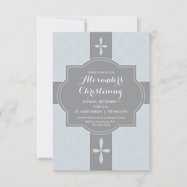 Personalised Boys Christening, Baptism Invitation (Front)