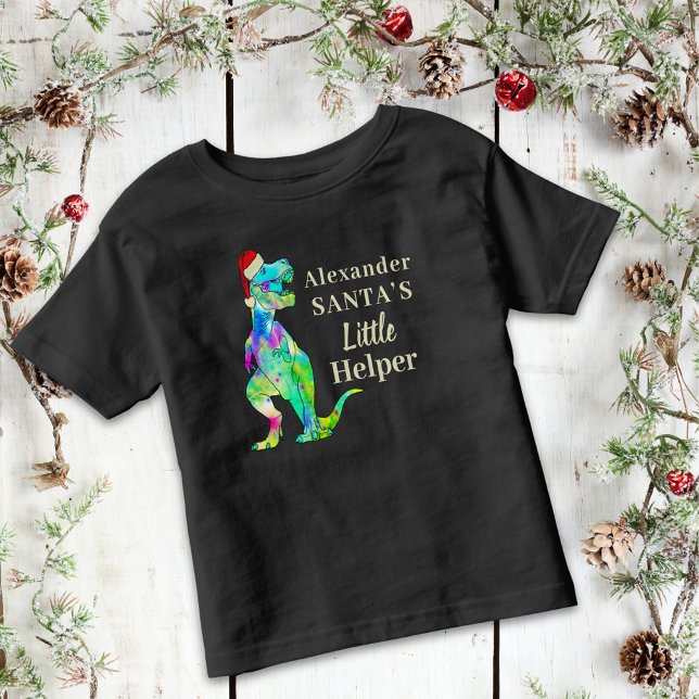 Personalised Boys Dinosaur Christmas Toddler T-Shirt ( personalized boys name Christmas dinosaur T-shirt funny festive Santa dino quote)